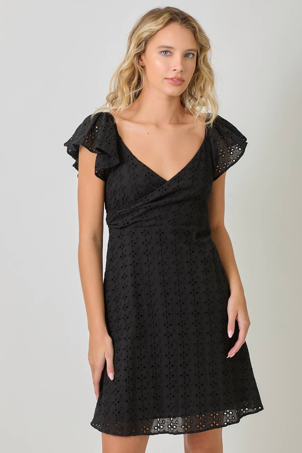 Mystree - Wholesale Dress - Women's - 61052 Surplice Neck Flutter Sleeve Tie Dress 14