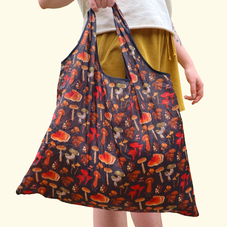 Camp Mustelid - Wholesale Tote Bag - Women's - Many Mushrooms Packable Tote1