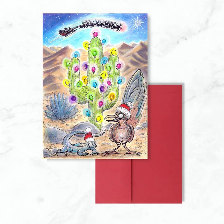 Holiday in the Desert Greeting Card for wholesale by Wilkie Studios