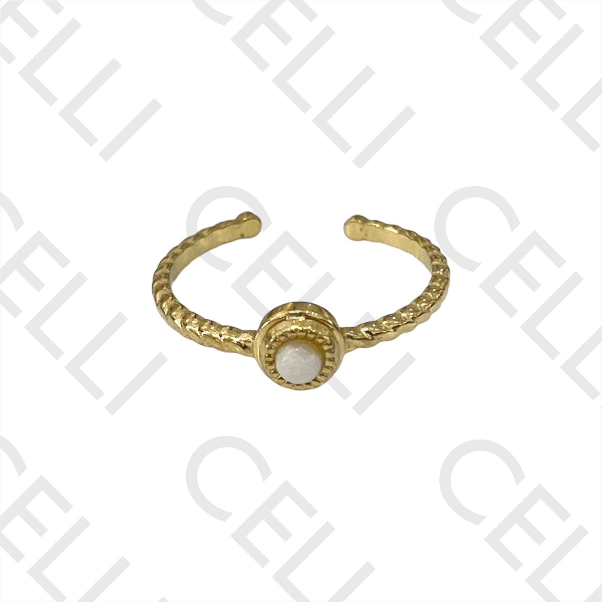 Celli Biju - Wholesale Band/Stacked Ring - Steel Ring - with natural stone0