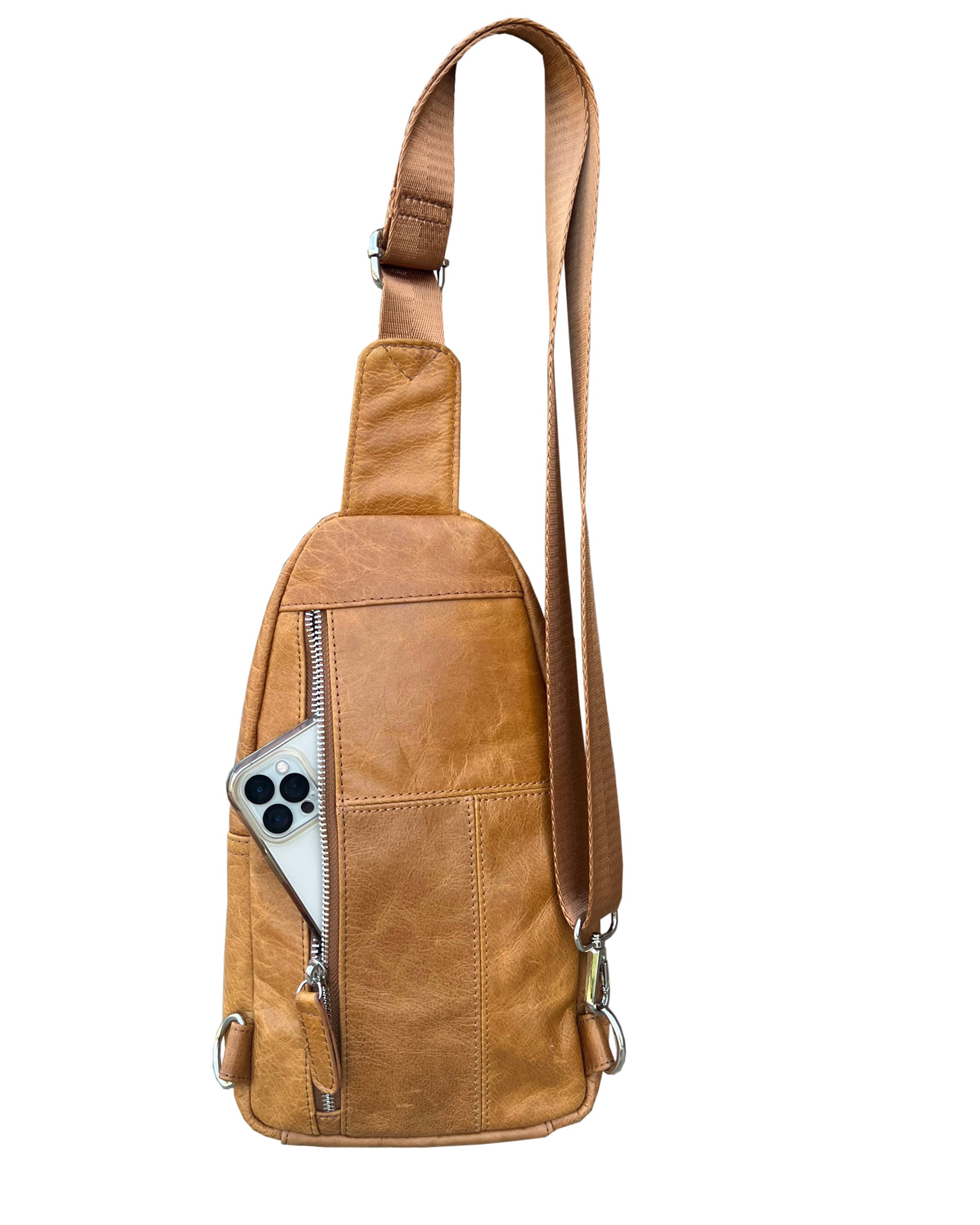Roma Leathers, Inc. - Wholesale Crossbody Bag - Women's - W009Cowhide leather Sling bag with adjustable shoulder strap11
