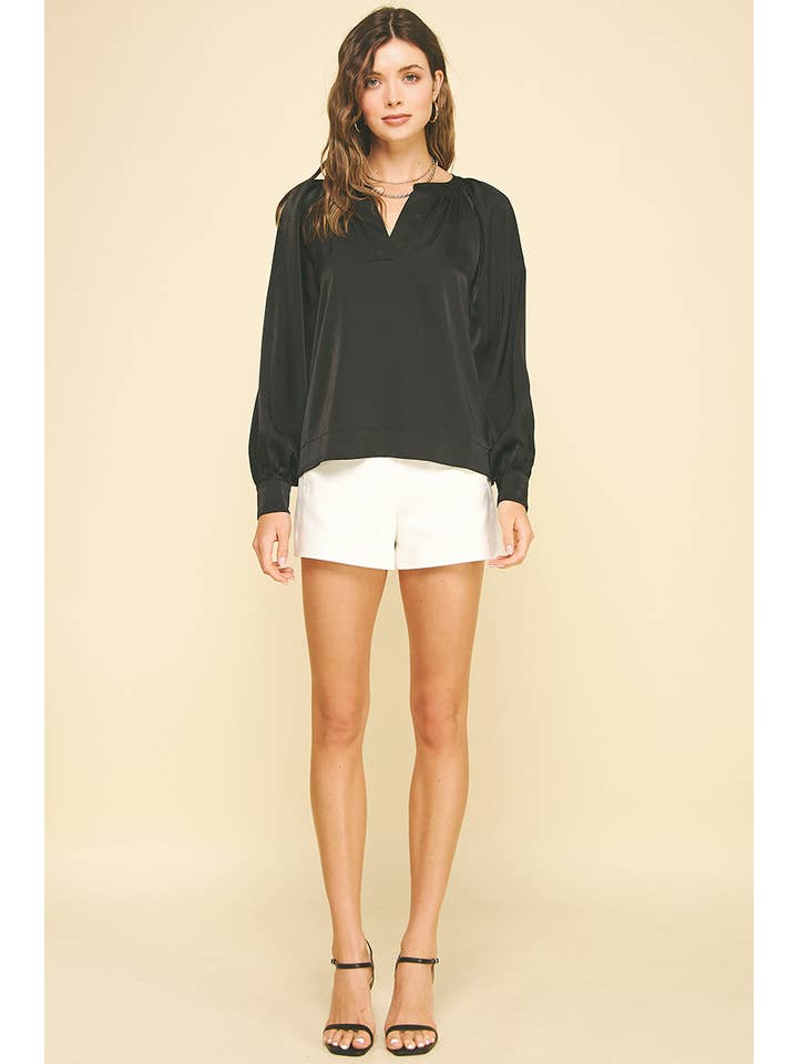 PINCH - Wholesale Blouse - Women's - V-NECK WOVEN BLOUSE TOP - 6183T11