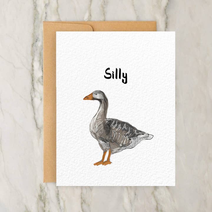 Biglietto di Auguri "Oca Sciocca" 4x5" per la vendita all'ingrosso da parte di Hudson Illustration Co - About Town Co