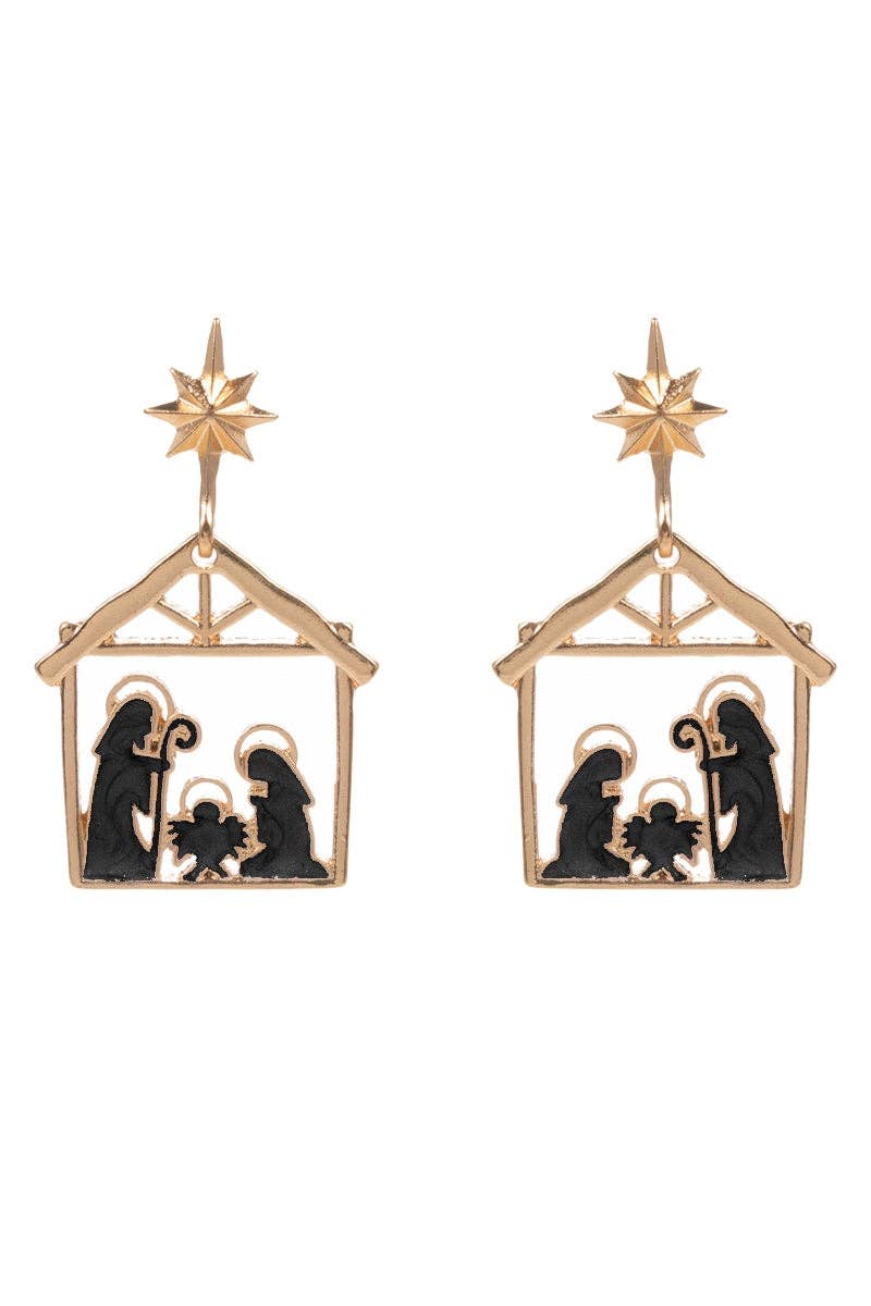 Designature New York - Wholesale Dangle Earrings - Nativity Scene Pearl Enamel Christmas Post Earring2