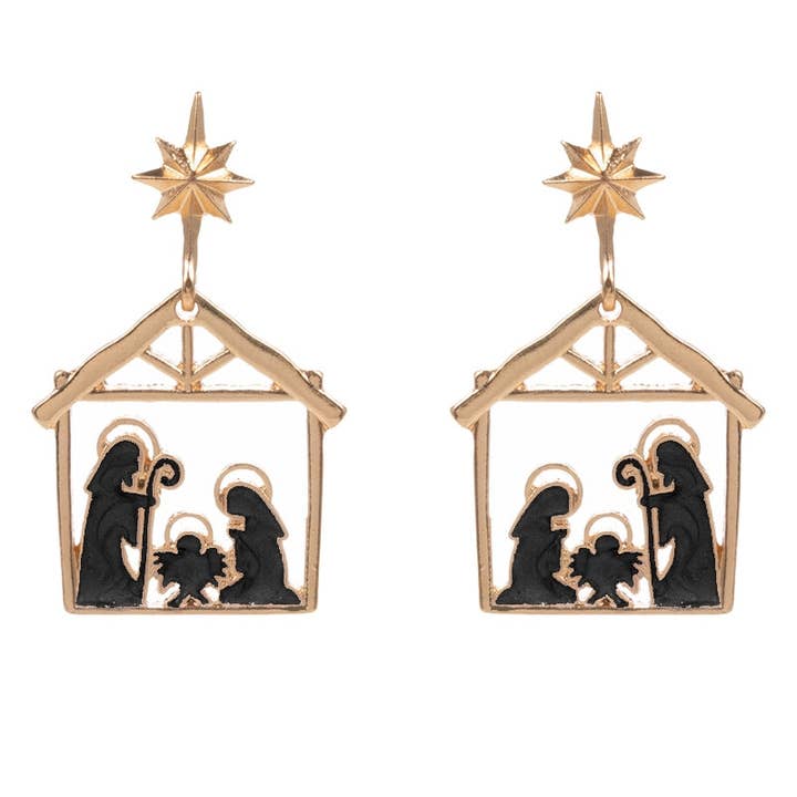 Designature New York - Wholesale Dangle Earrings - Nativity Scene Pearl Enamel Christmas Post Earring2
