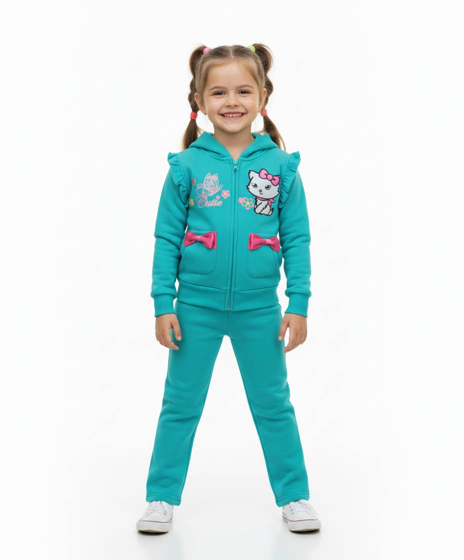 Unik - Wholesale Tracksuit - Kids - GW2319 Girl Cutie Cat Track Suit 2-4