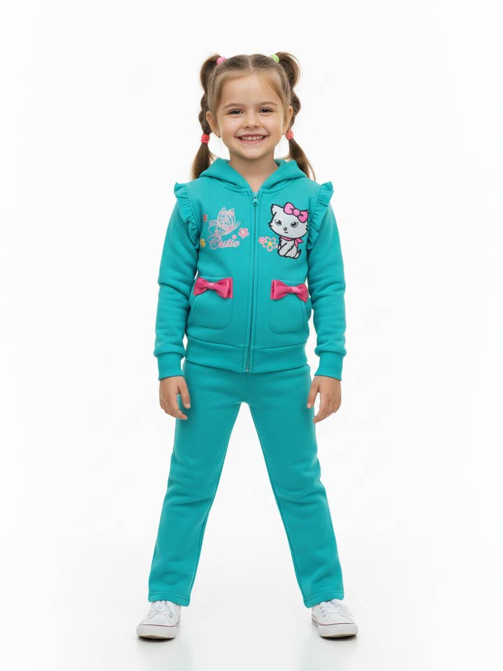 Unik - Wholesale Tracksuit - Kids - GW2319 Girl Cutie Cat Track Suit 2-40