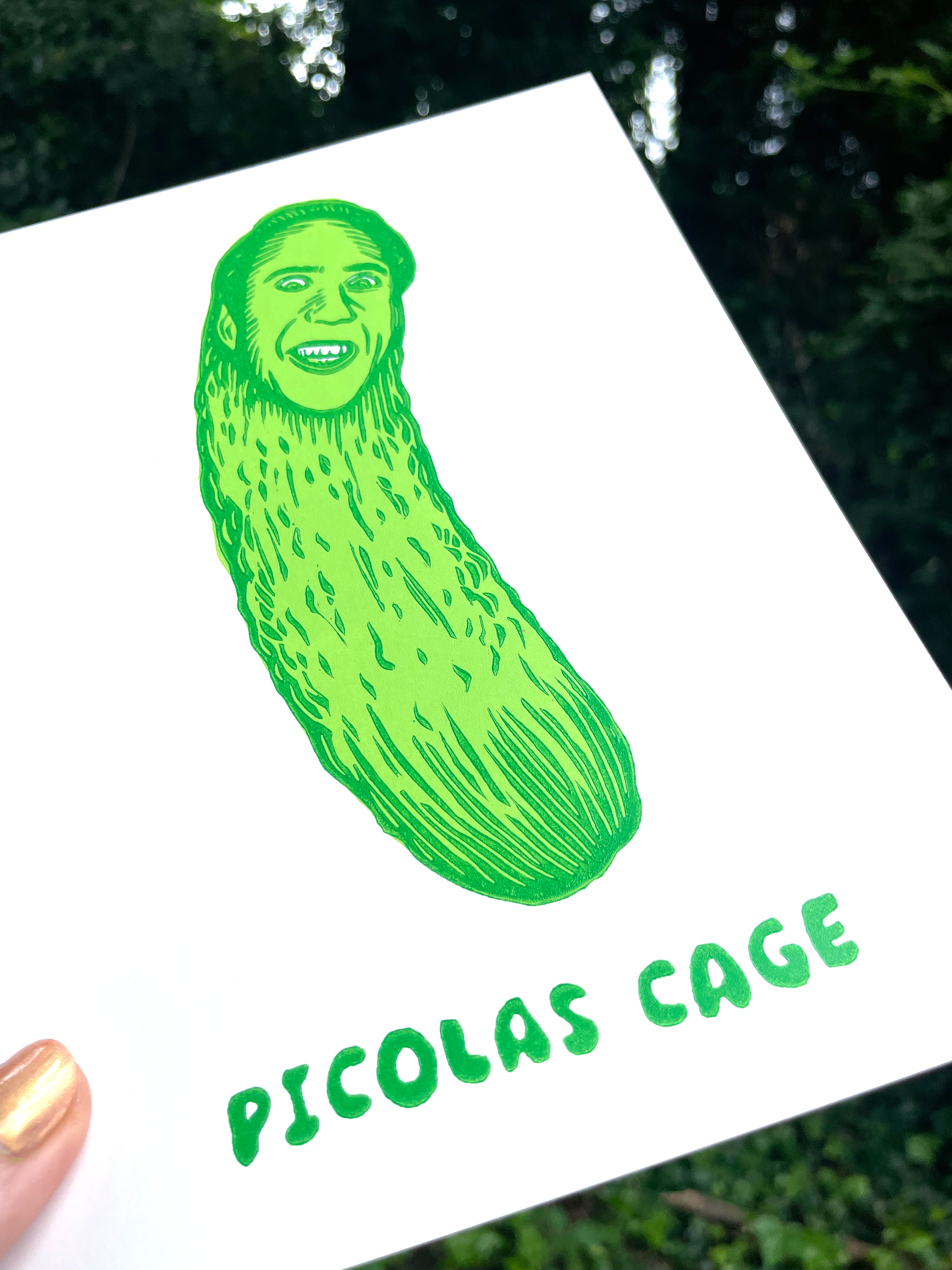 Augury Press – Engroshandel Kunsttryk – Picolas Cage Linocuttryk1