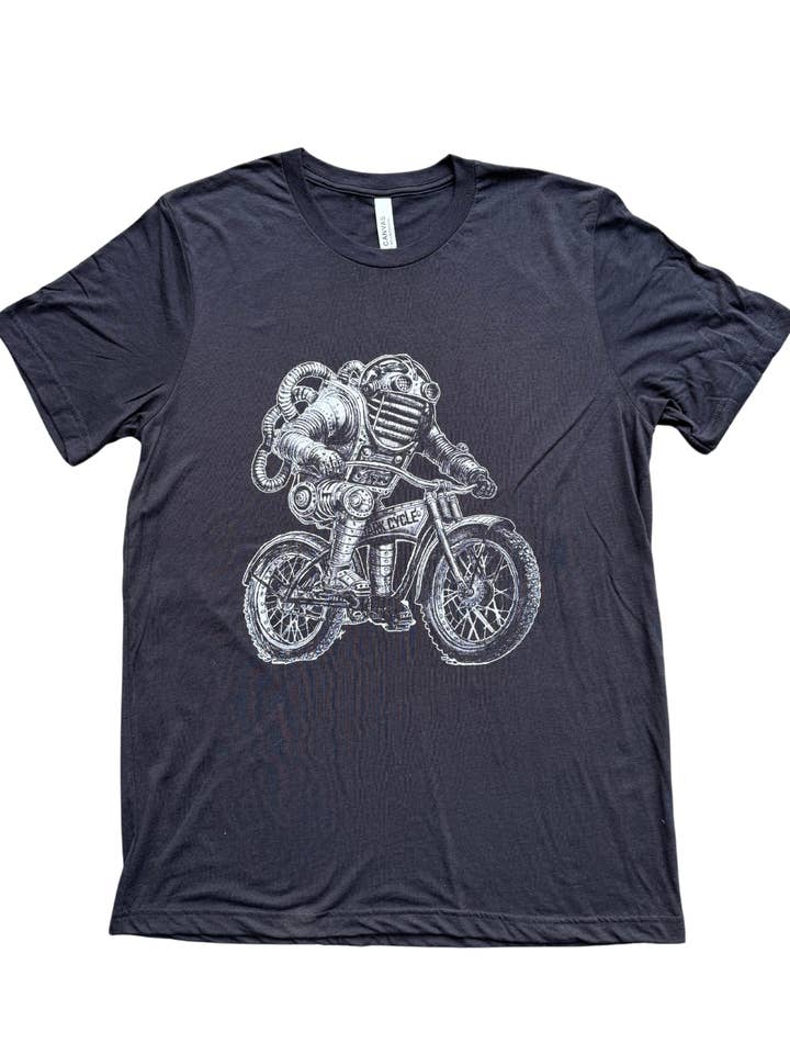 Robot on A Bicycle Men's/Unisex Shirt for wholesale by Dark Cycle Clothing