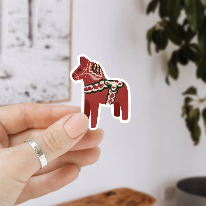 Dala Horse vinyl sticker - Sweden Kiss Cut sticker for wholesale by Tilda&Theo