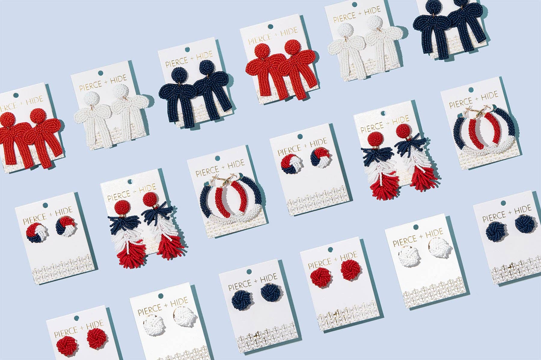 Pierce + Hide - Wholesale Tassel Earrings - Red White Blue Color Block Tassel Earring | Patriotic Tassel5