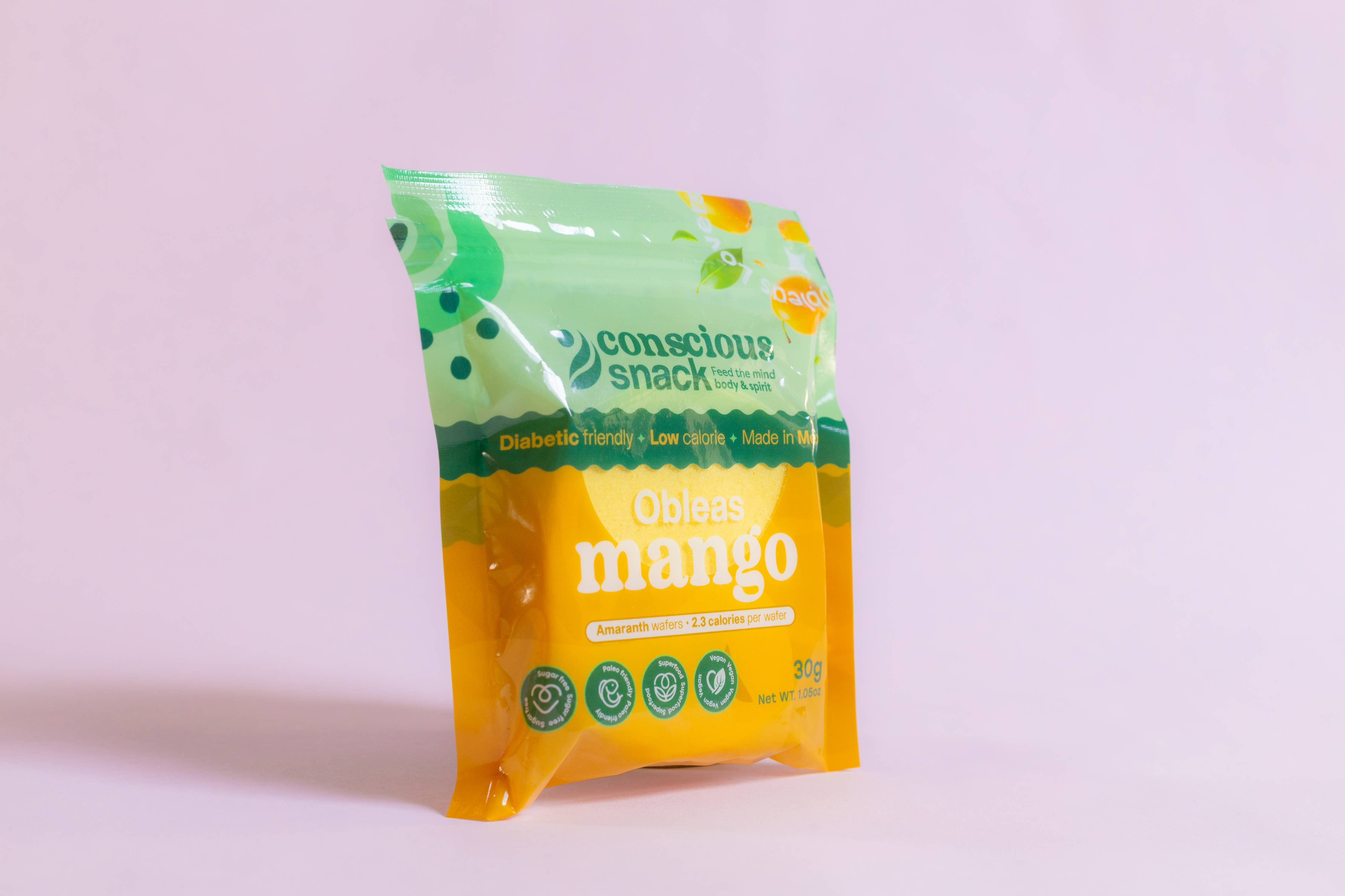 Conscious Snack – wholesale Biscuit – Conscious Snack Amaranth Wafers Obleas Mango 1.05oz3