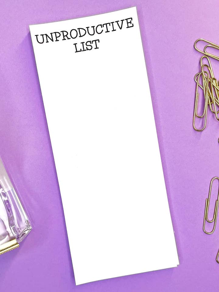 Funny Notepad, Unproductive List, Gift shop merchandise for wholesale by Katherine Designs & Co.