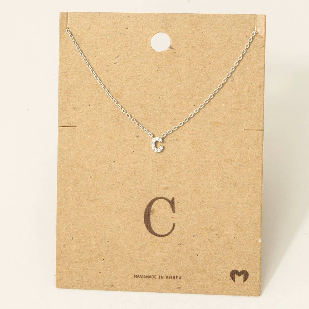 Fame Accessories - Vendita all'ingrosso Collana con ciondolo/pendaglio - Mini collana iniziale con strass8