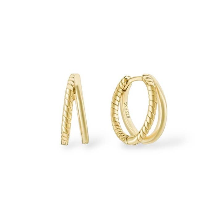 Grande boucle d'oreille créole plaquée or jaune Melliza pour la vente par Helix & Conch