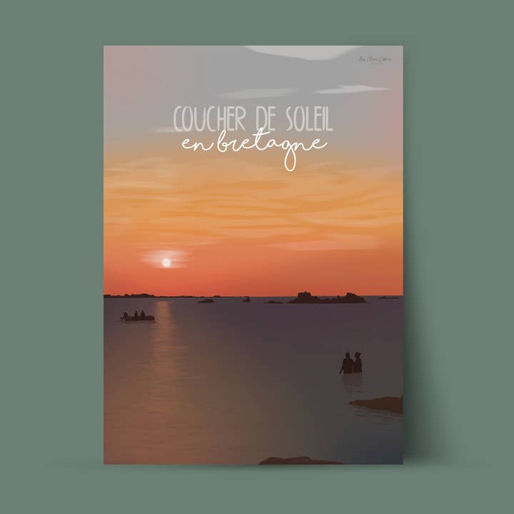 Illustratie Zonsondergang in Bretagne voor wholesale door Ma Plume Colorée