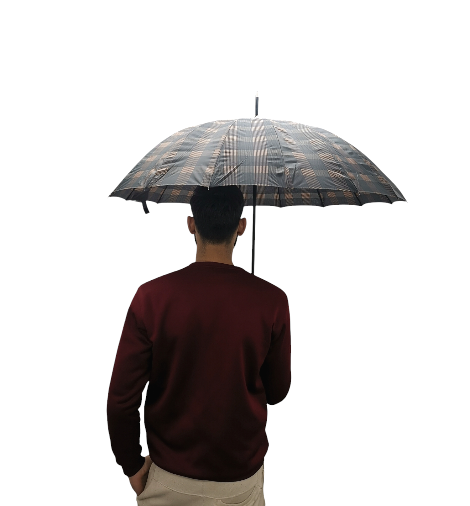 Superbia - Wholesale Umbrella - Men's - Large Auto Opening 16 ribs Checked Print Long Stick Umbrella5