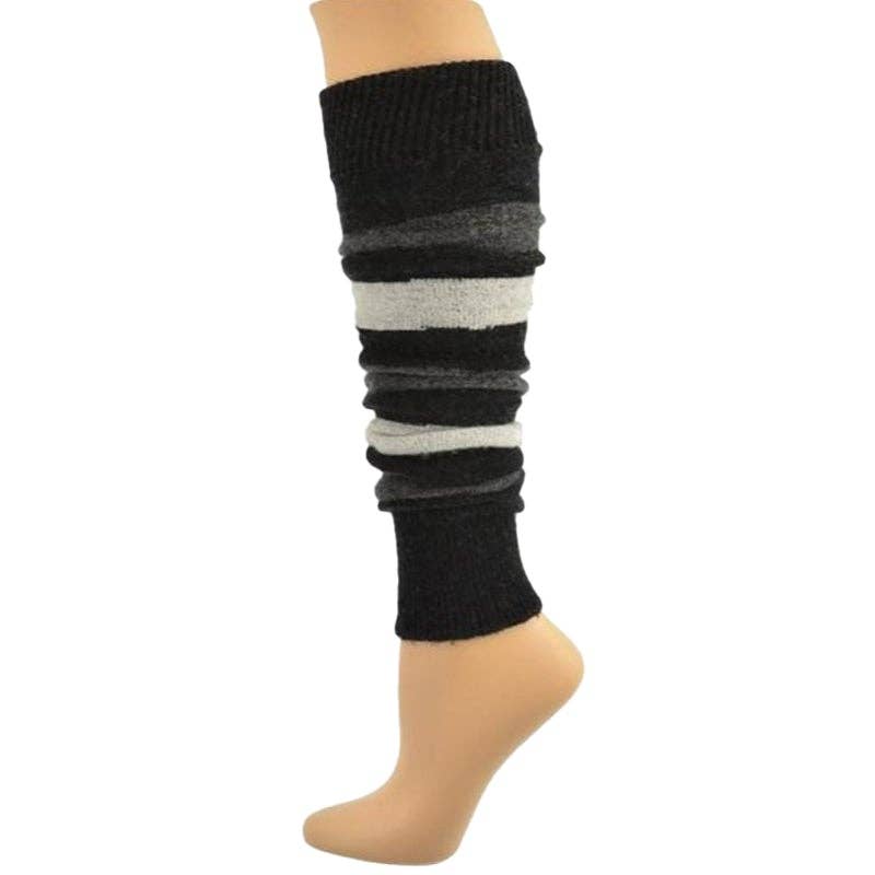 Sierra Socks - Wholesale Legwarmers - Women's - Girl's Stripe Lambswool Knee Hi Leg Warmers W4248