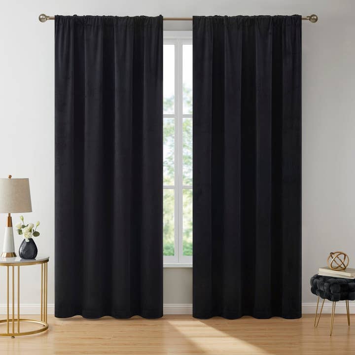 Lopez Velvet Back Tab Rod Pocket Curtain Panels for wholesale by HLC.me