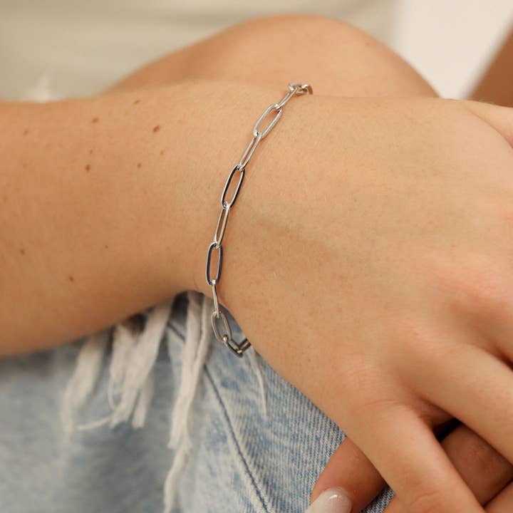 WJW - Wholesale Link & Chain Bracelet - Stainless Steel Paperclip Chain Bracelet