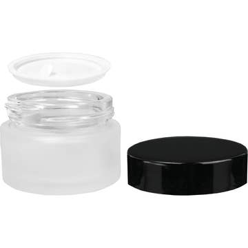 Best Bottles - Wholesale Jar - Frosted Glass Cream Jar - 30ml (Multiple Cap Colors)