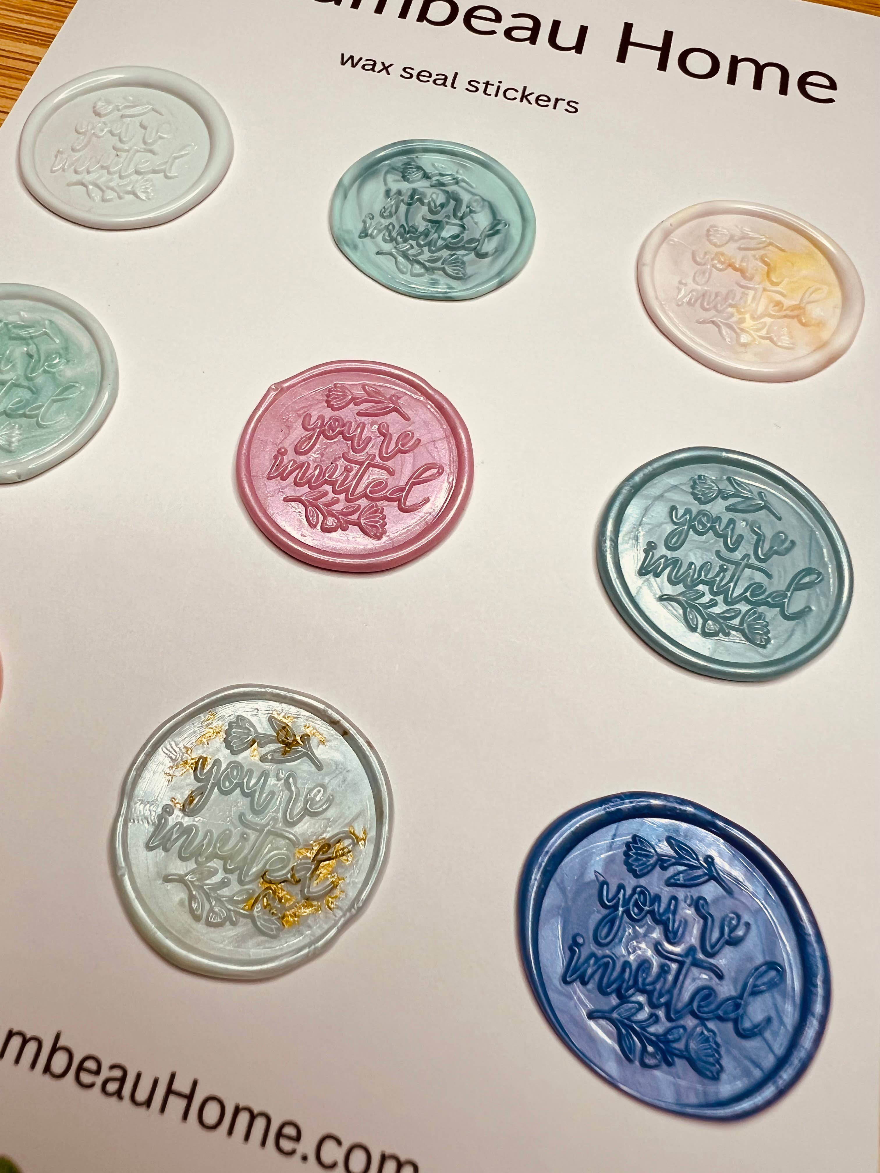 Rochambeau Home - Wholesale Sealing Wax - You're Invited Wax Seal Stickers – Elegant Script Design3