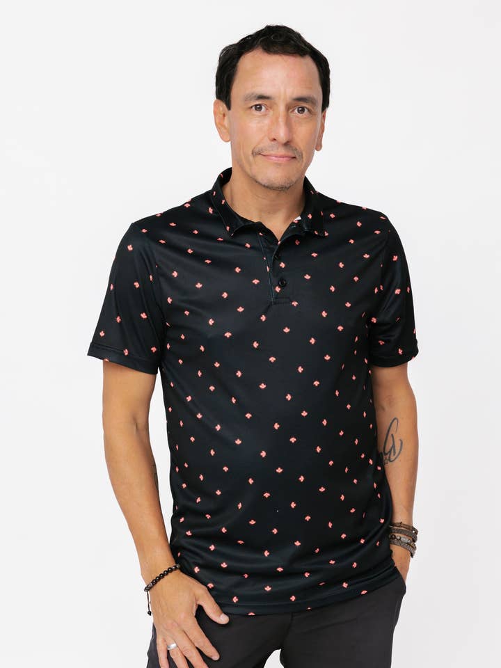 Herren-Poloshirt - Adler Ahornblatt Ditsy für den Großhandel von Nominou Designs