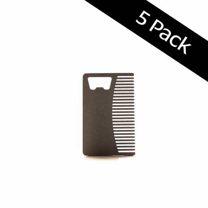 Stainless Steel Comb and Bottle Opener - 5 Pack for wholesale by Private Stache