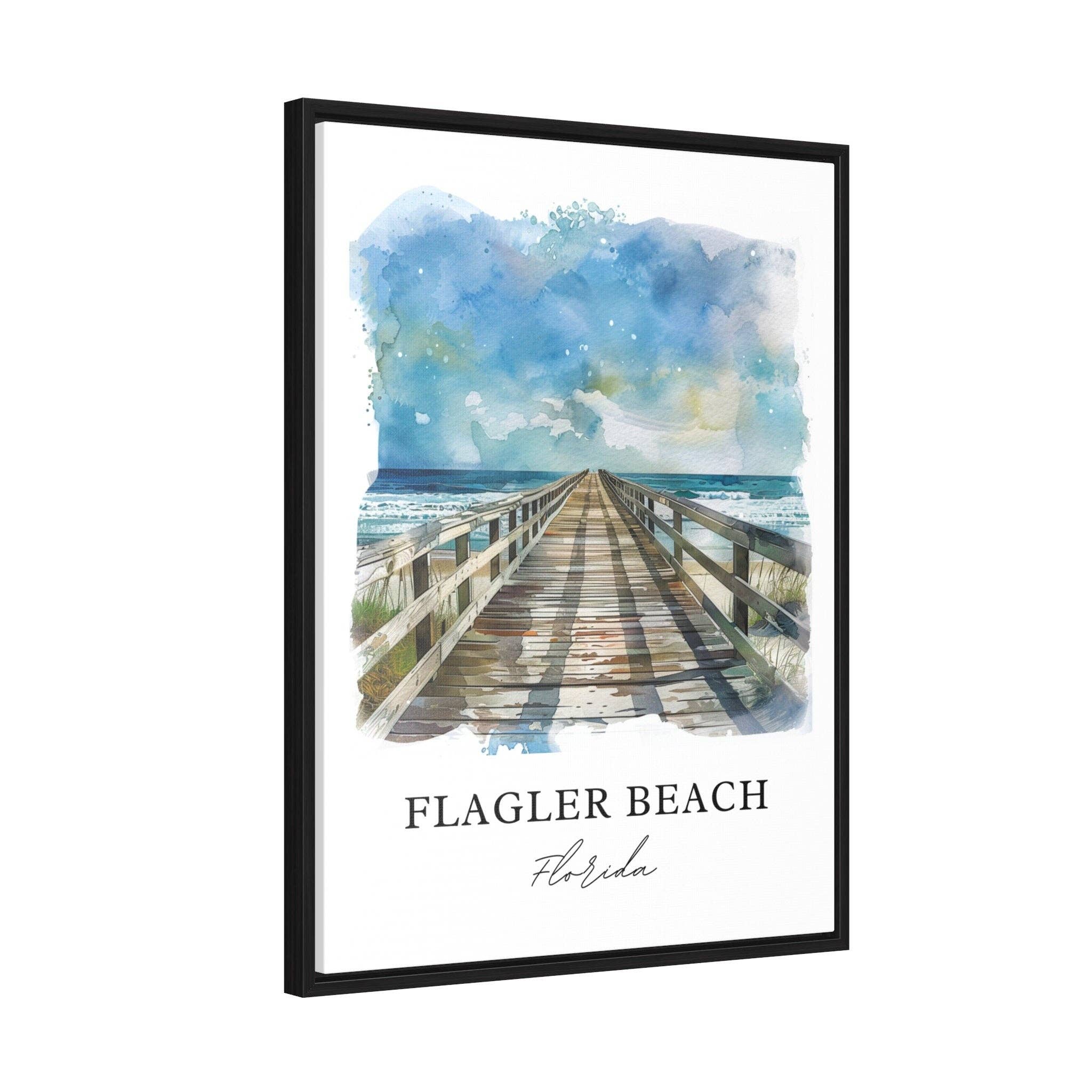 Premium Travel Art - Vendita all'ingrosso Stampa artistica - Arte da Parete di Flagler Beach, Stampa di Flagler Beach, Acquerello di Flagler Beach FL, Regalo di Flagler Beach,5