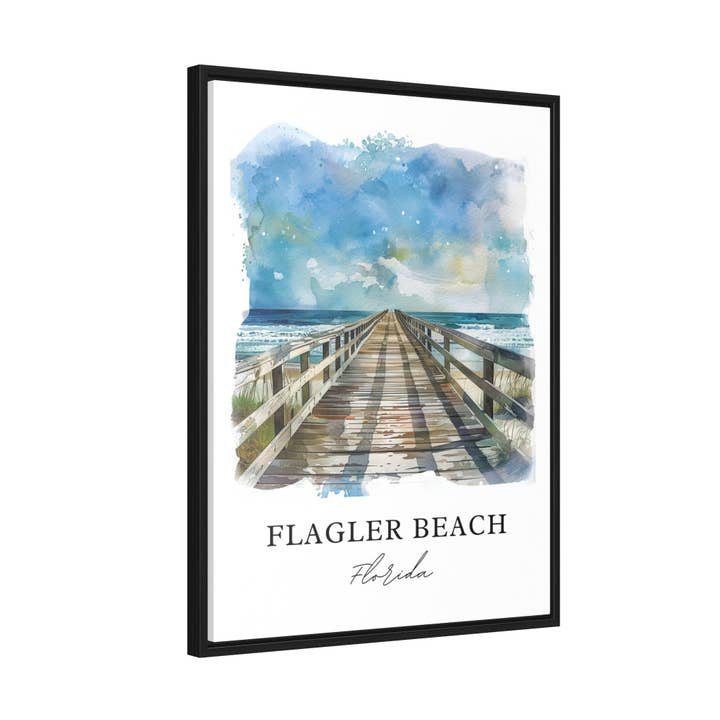 Premium Travel Art - Vendita all'ingrosso Stampa artistica - Arte da Parete di Flagler Beach, Stampa di Flagler Beach, Acquerello di Flagler Beach FL, Regalo di Flagler Beach,5