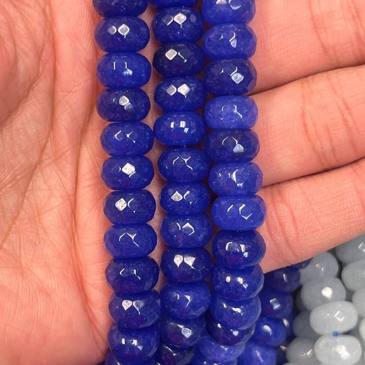 The Bead Bazaar - Wholesale Beads - Colorful Accent Rondelle Beads, Bright Faceted Disc Beads, Flat Blue Beads, Bulk Beads For Jewelry Making, Jewelry Supplies, Multicolor Disc Bead