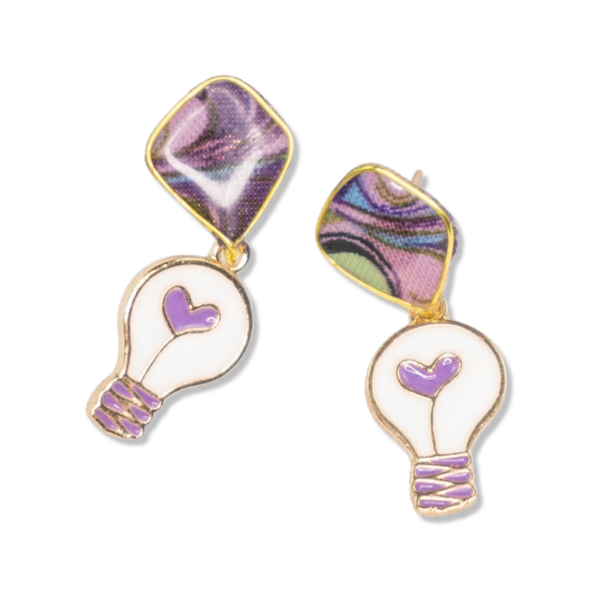 Perennial Peaces - Wholesale Dangle Earrings - Lightbulb Charm Textile Earrings5