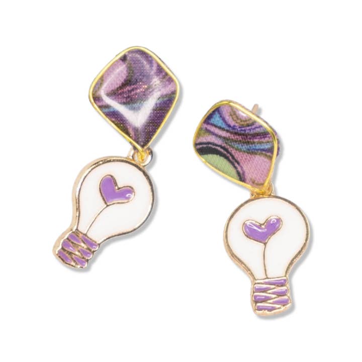 Perennial Peaces - Wholesale Dangle Earrings - Lightbulb Charm Textile Earrings5
