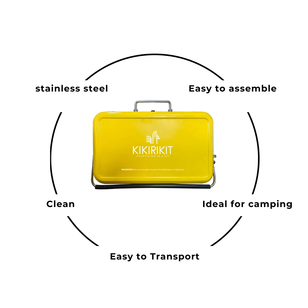 KIKIRIKIT - Wholesale Outdoor Grill Tools - Basic Yellow Foldable Portable Charcoal Barbecue Kit2