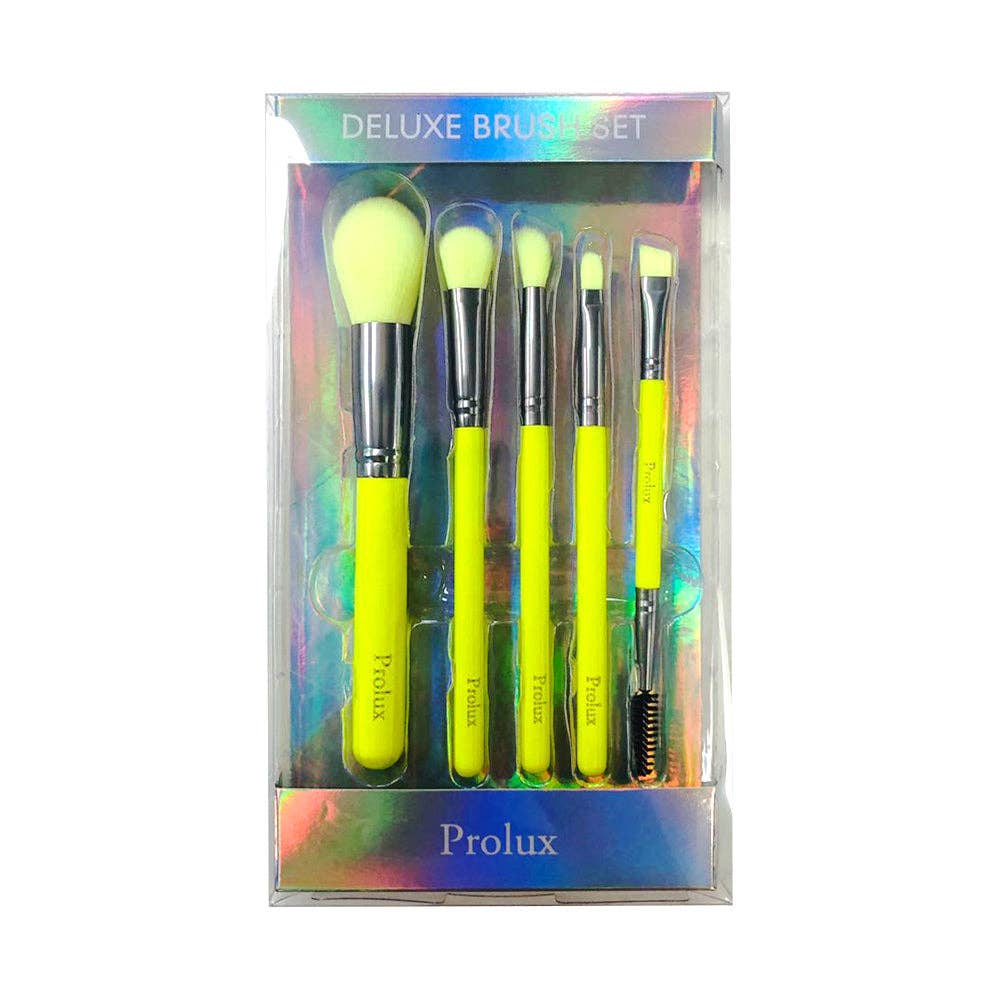 VIAI Beauty - Wholesale Makeup Brush Set - Deluxe 5 Piece Neon Brush Set0