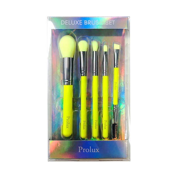 VIAI Beauty - Wholesale Makeup Brush Set - Deluxe 5 Piece Neon Brush Set