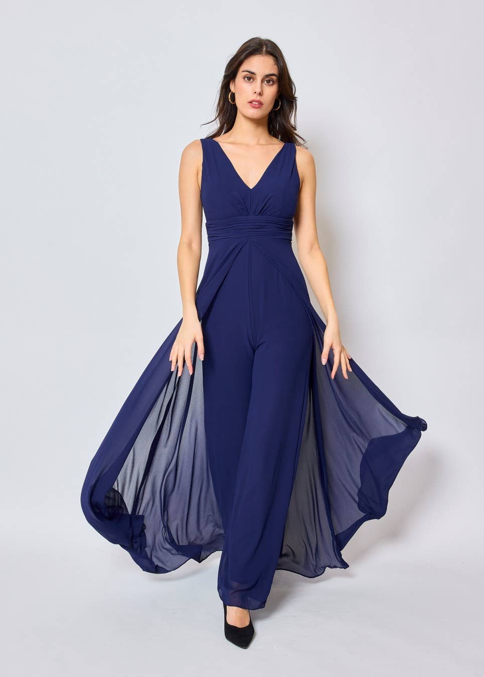 Eva & Lola - Epsilonn – Großhandel Abendkleid – Damen – Jumpsuit-Kleid mit tiefem V-Ausschnitt2