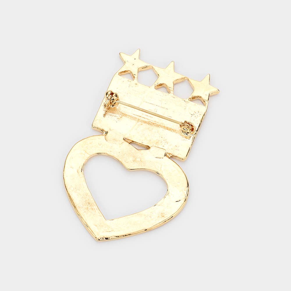 Sensibling Corp. – wholesale Brosch – Emalj amerikansk USA-flagga öppen hjärtnålbrosch1