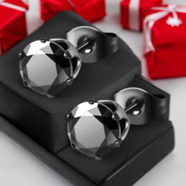 Brincos Masculinos Pretos com Cristais da Áustria por atacado de Supr Nova Wrists