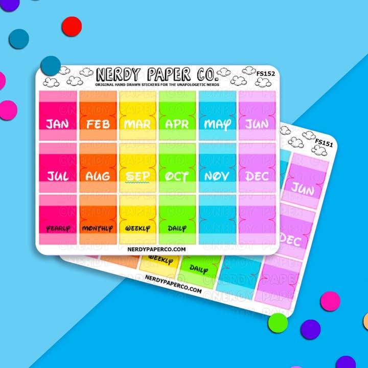 Rainbow Hobonichi Cousin Planner Tabs - FS152 for wholesale by NERDY PAPER CO.