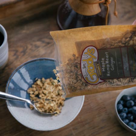 Maple Ginger Hemp Heart Granola for wholesale by Frog Hollow Farmstead