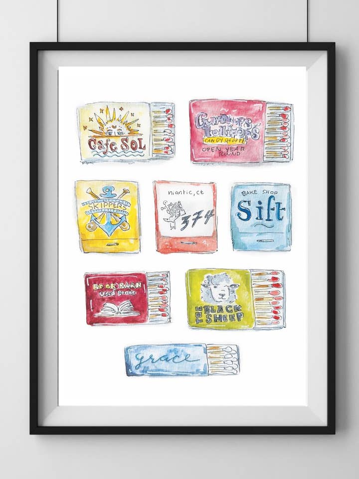 Niantic Matchbox Watercolor Print for wholesale by KEC Paints