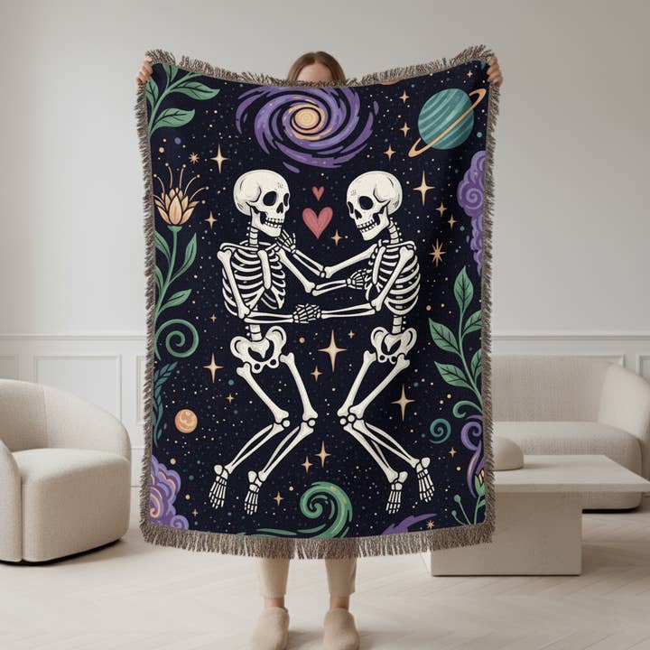 Romantiske skeletelskere himmelsk vævet tæppe for engroshandel hos ZICWA