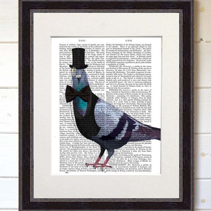 Pigeon in Waistcoat and Top Hat Book Print / Art Print for wholesale by FabFunky Ltd