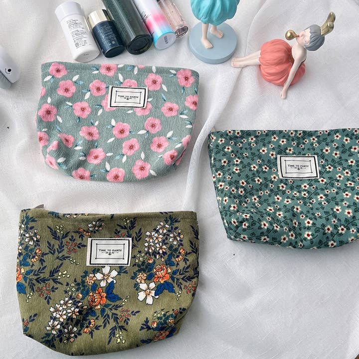 Funkyrel® Atzbranding Limited - Wholesale Makeup/Cosmetic Bag - Cosbai - Corduroy Floral Cosmetic & Storage Bag
