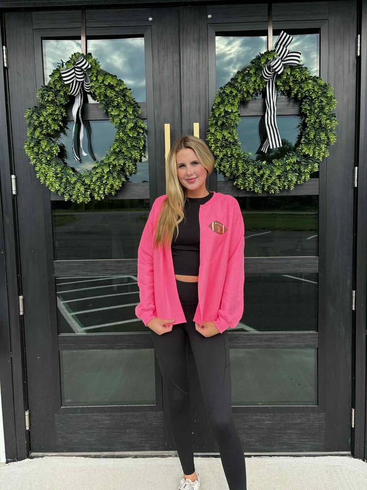 PINK OUT MASCOT SPLIT SWEATSHIRT for wholesale by Adelle Linen