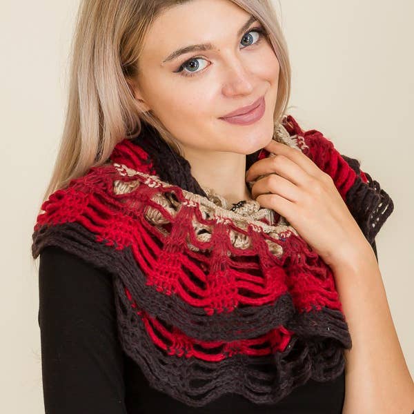 Cap Zone - Wholesale Scarf - Women's - Multi Color Web Stitched Infinity Scarves