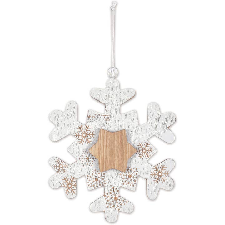 Wood Snowflake Ornament 6" for wholesale by Sunset Vista Designs
