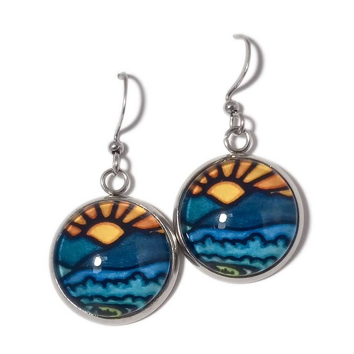 Earrings - Mountain Sunrise for wholesale by Sarah Angst Art