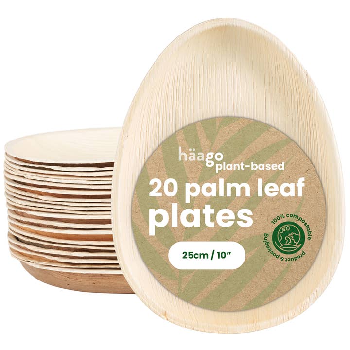 Häago - Wholesale Disposable Plate - 20 Recyclable Palm Leaf Plates